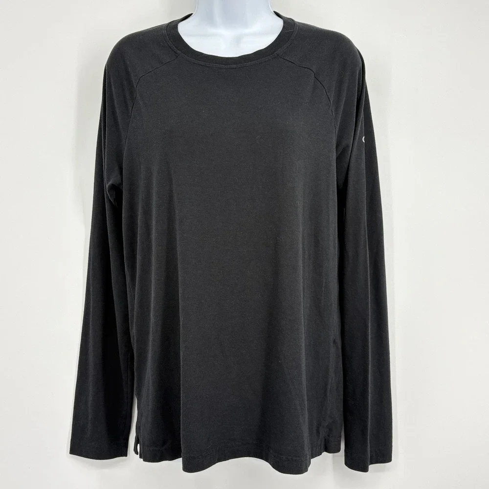 Alo Yoga T Shirt Women Long Sleeve Crew Neck Black Top M Athleisure Soft Knit